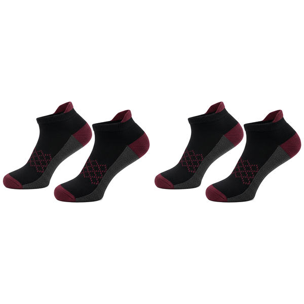 Men's Sports Breathable Low-Cut Ankle Socks - 2 Pack - Wine Red