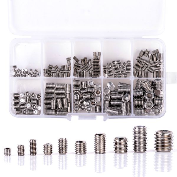 200Pcs Grub Screws Hex Socket Screw Assortment Kit Set M3/M4/M5/M6/M8