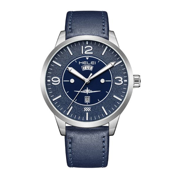 HELEI Cross border New Large Dial Quartz Watch Men's Sports Style Pilot Ser
