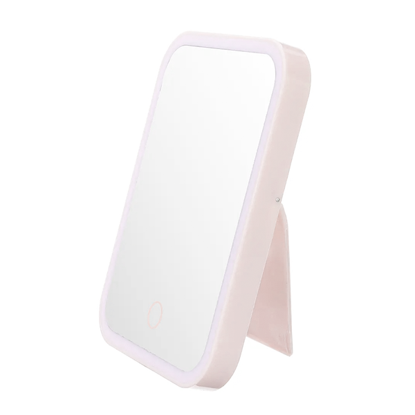 Rounded Rectangle LED Makeup Mirror Cherry Blossom Pink