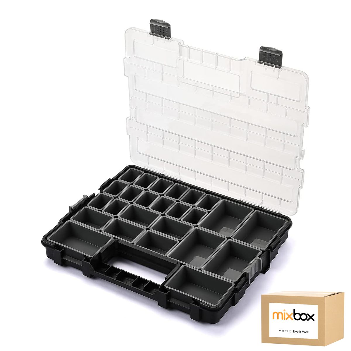 Mix Box Handheld Tool Organizer Storage Box with 25 Compartment Kit