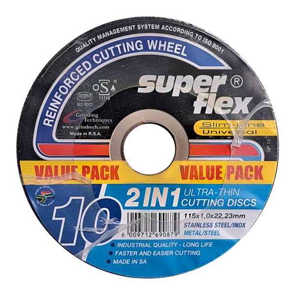 Superflex Industrial Cutting Discs 2in1 T41 - 115X1mm - 1A46T - 10Pack