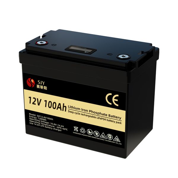 SJY LiFePO4 Battery 12.8V 100Ah LCD Display - Heavy Duty Backup Power