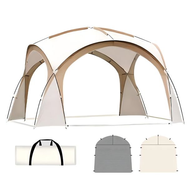 Outdoor Camping Tent 4.2x4.2m Camping Awning For 5-10 Person 2Door Curtain