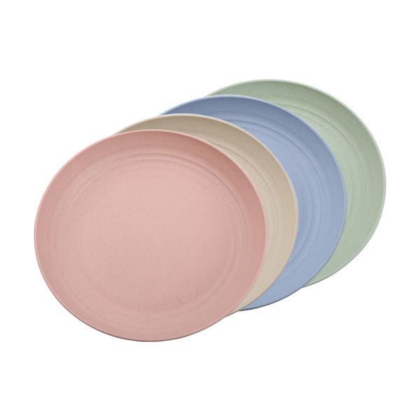 Kitchen Wheat Straw Plates Unbreakable Lightweight 4pcs (25cm)