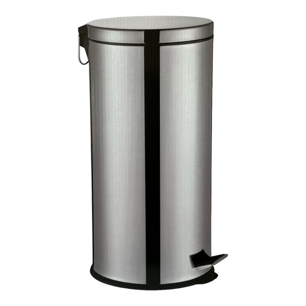 Padel Bin-Silver Oval Open-Top Waste Paper Bin - 30 Liter