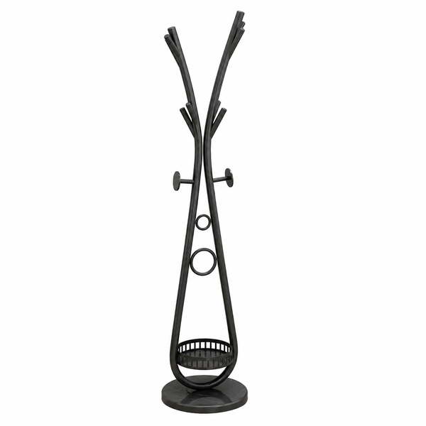 Modern Freestanding Coat Rack with Storage Basket