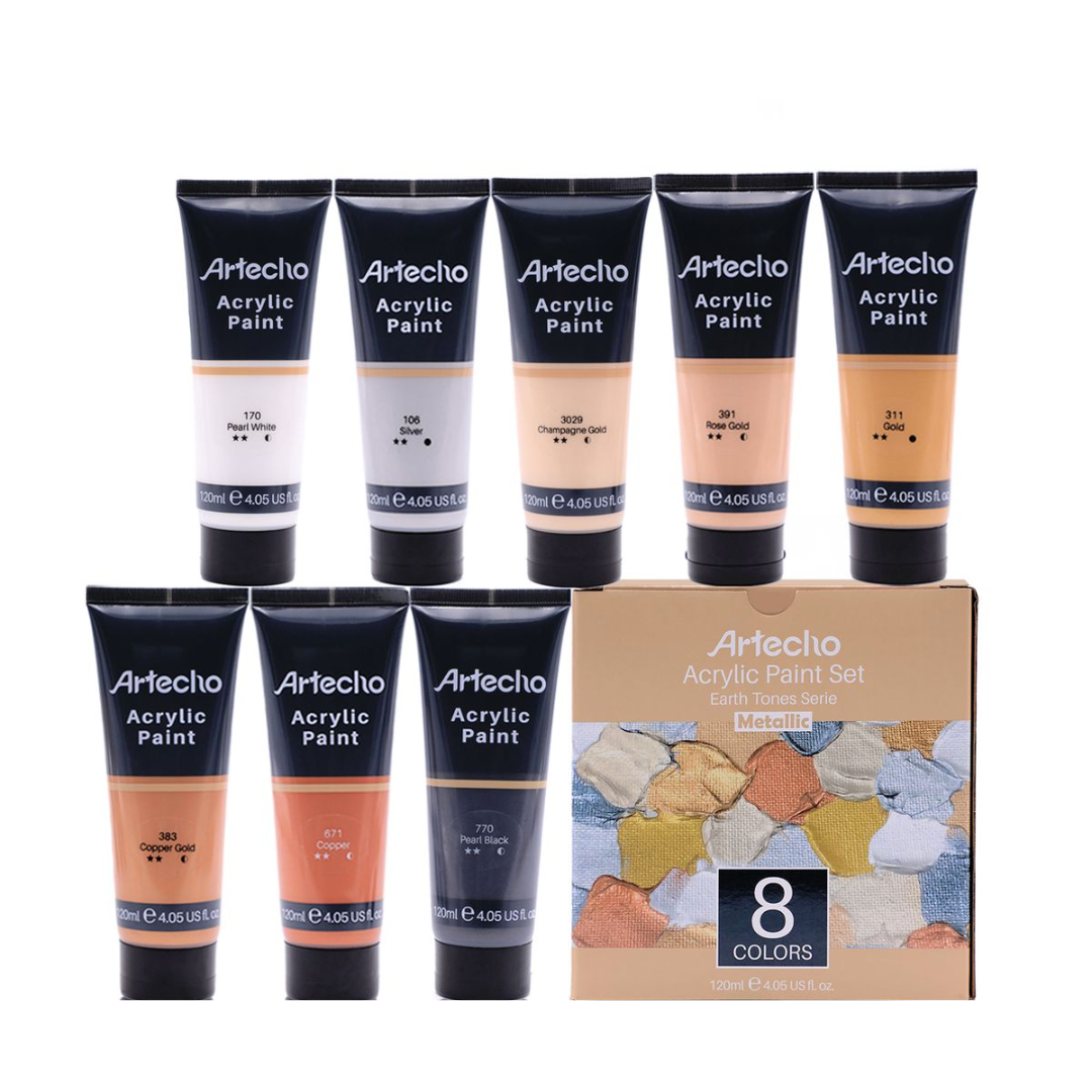 Artecho Metallic Acrylic Paint set Earth Tone 8 Colours Shop