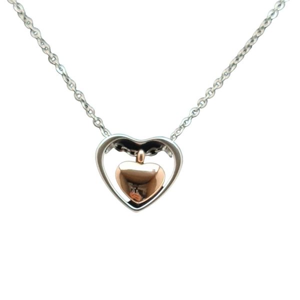 Heart with Heart Pendant and Chain -Stainless Steel Cremation Jewellery