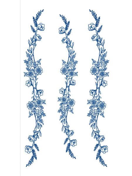 Tattoo - Waterproof High Quality Skin Safe - Three Flower Vines - GZ-251