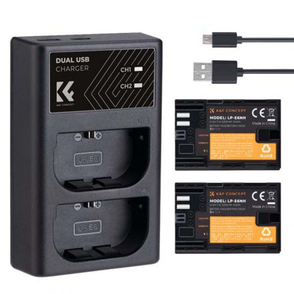 K&amp;F Concept Dual LP-E6NH Battery + Charger Kit for Canon Cameras -KF28.0021