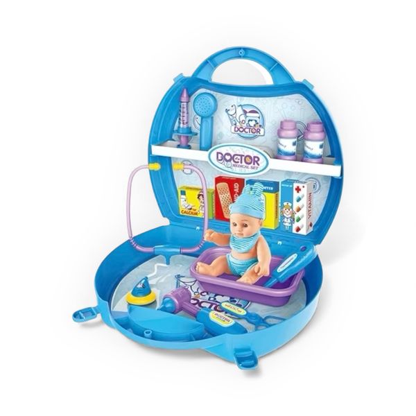 Kids Baby Doctor Medical Playset with Doll - 21 Piece Portable Kit