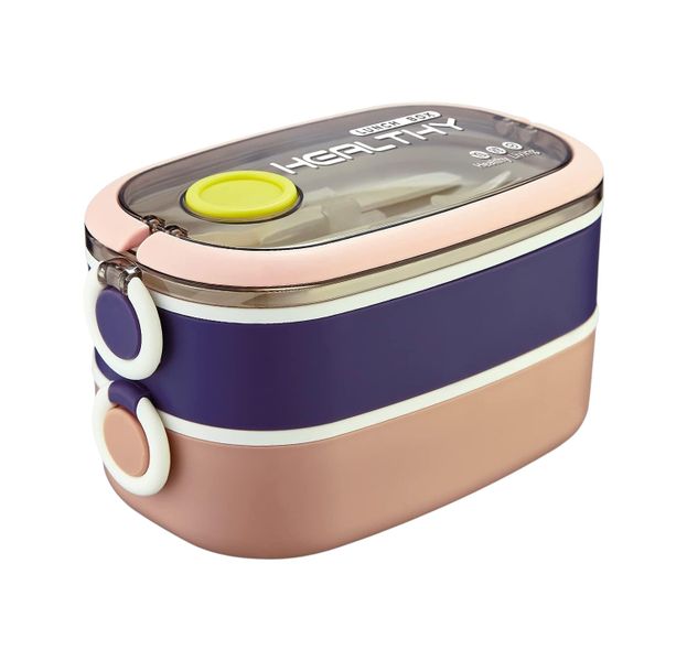 2-Tier Bento Style Lunch Box With Utensils