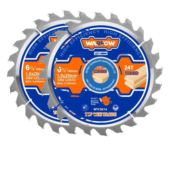 Wadfow - 2Piece TCT Wood Cutting Blade Set - 165mm (24T)
