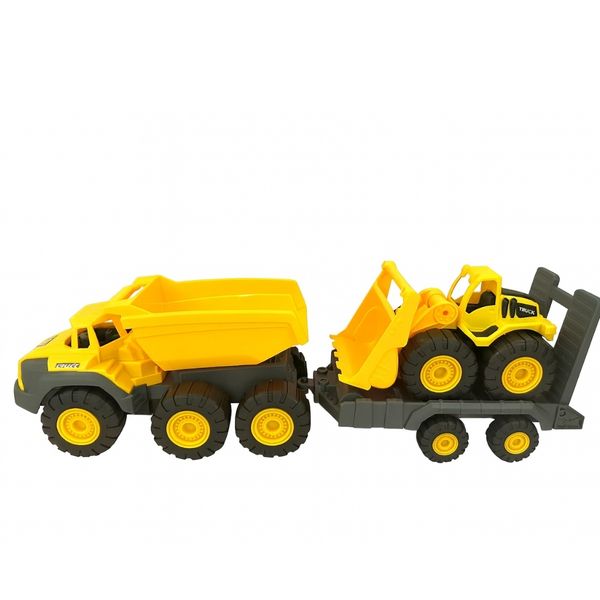Construction Truck and Trailer Toy Set - Heavy Duty Vehicle for Kids and Boys