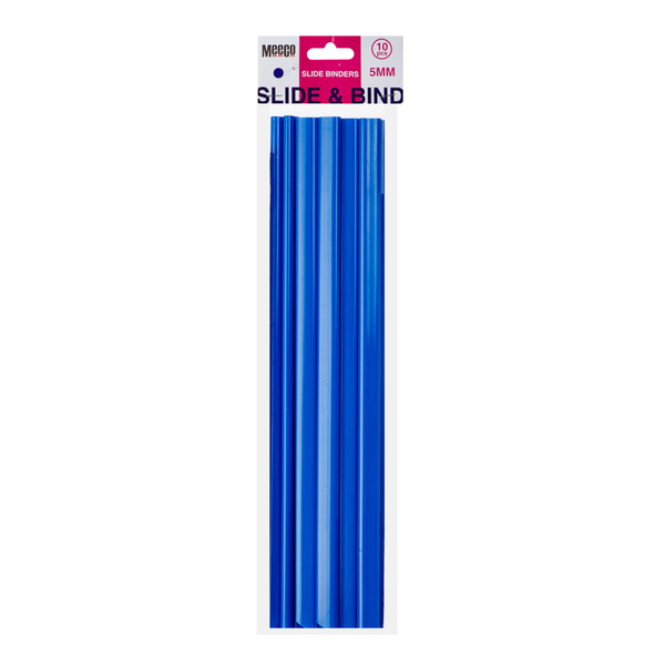 Meeco Slide Binders, 5mm, Blue, 10pcs/Pack (2 Packs - 20 Binders Total)