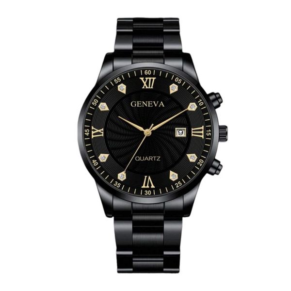 Geneva Men's Alloy Mesh Strap Watch Roman Numeral Scale Quartz Watch