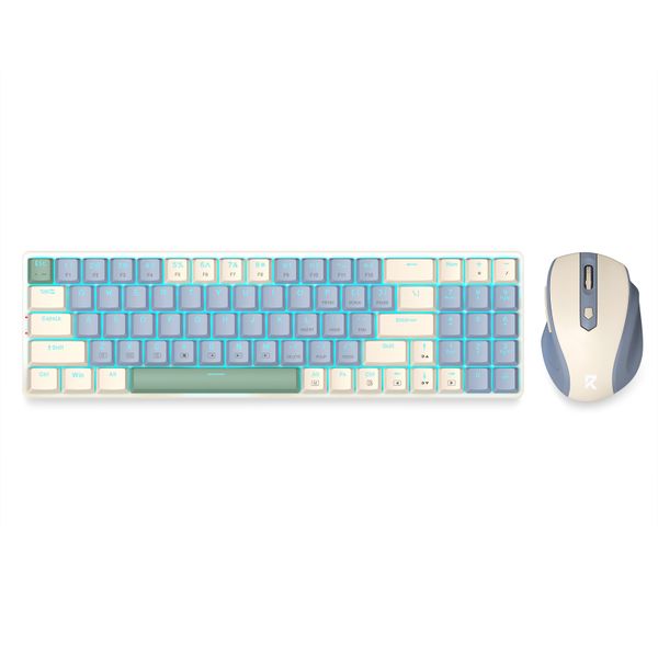 Redragon BS8772 6-Button 75% Wireless Keyboard &amp; Mouse Combo - Cream/Blue