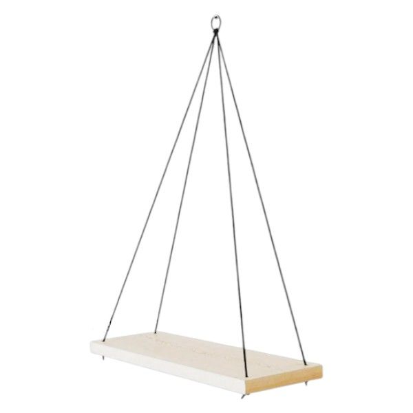 Boho-Inspired Hanging Shelf Design With Versatile Placement - Light Wood