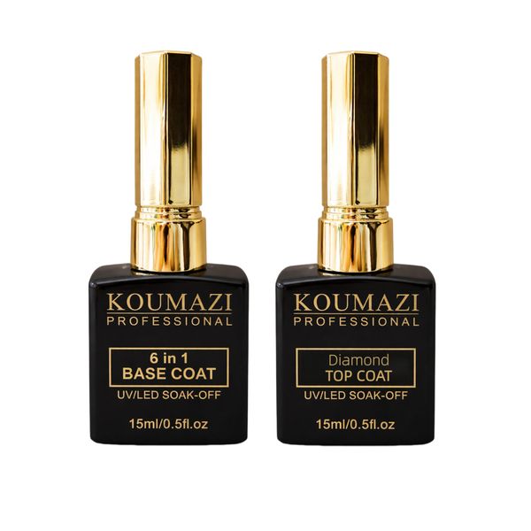 Koumazi Professional Base &amp; Top Coat Set - Lock In Your Gel Mani 2 x 15ml