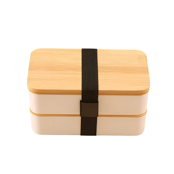 Dual Compartment Microwave Safe Food Container With Bamboo Lid