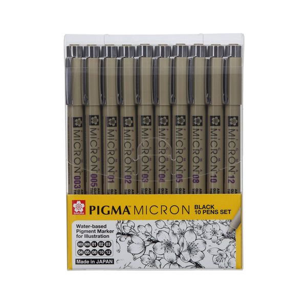 Sakura Pigma Micron Black Pen Set - 10 piece