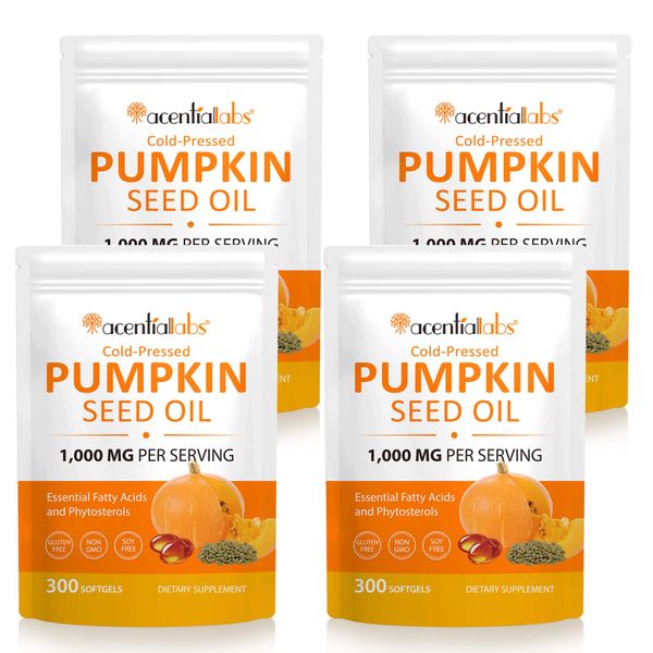 Acentiallabs Pumpkin Seed Oil Softgels 300P - 4 Pack