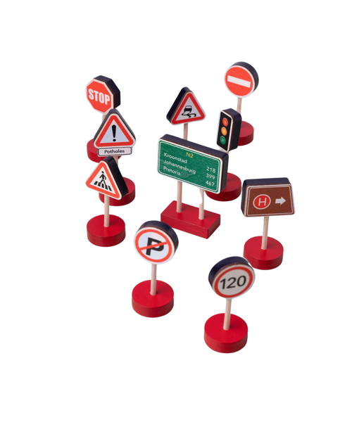 Grow Baby ~ Wooden Road Sign Set ~ City ~ 10 Pieces