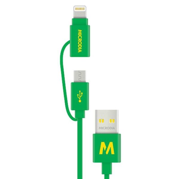 Microdia Lightning &amp; Micro USB Cable 1.2M Green