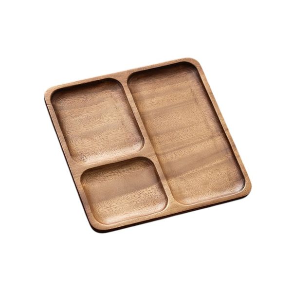 Minimalistic Multifunctional 3-Grid Food Serving Tray - Walnut Brown