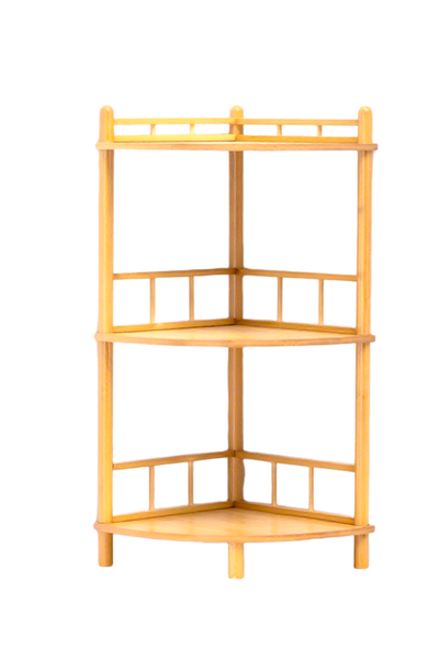 75cm Tall Bamboo Standing Corner Storage Shelf with 3 Shelves