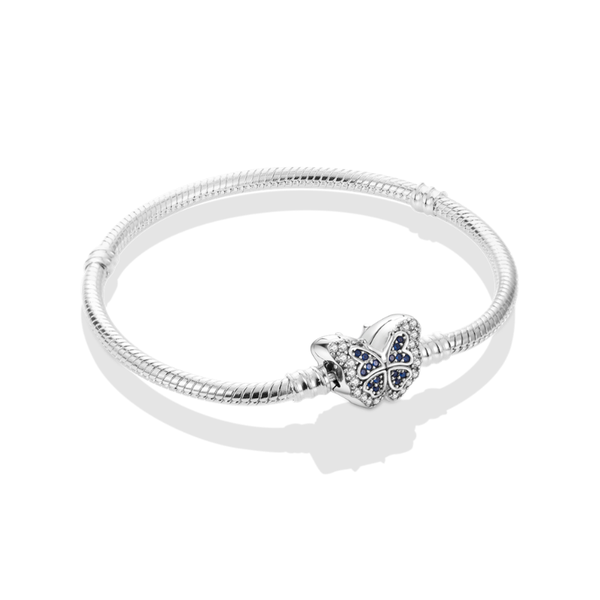 Blue Diamante Butterfly S925 Sterling Silver Charm Bracelet