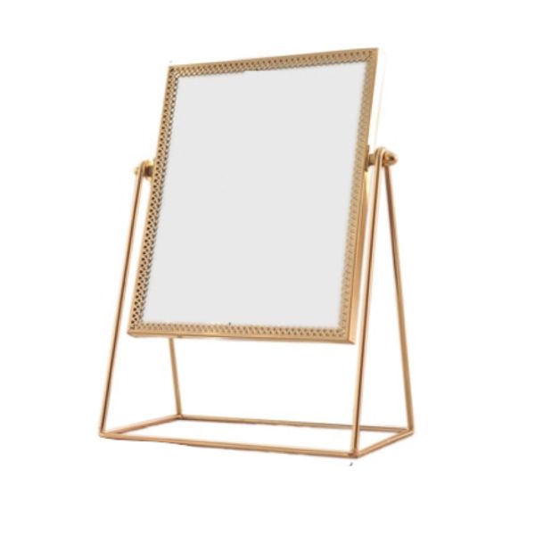 Home Decor Makeup Retro Metal Gold Mirror Rectangle