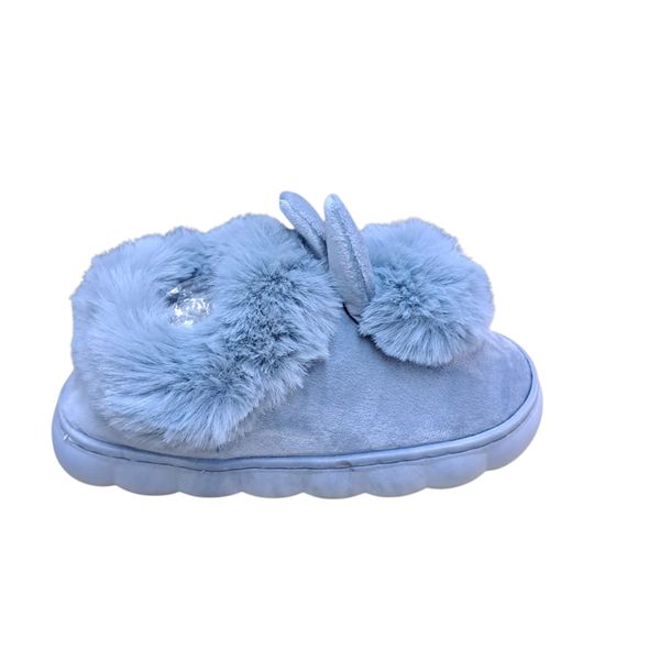 Cozy Polyester Fibre Slippers With Pom-Pom Tails And Bunny