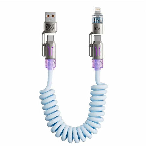 Stuff Box 2.0m Retractable 4-in-1 Fast Charging Cable for Car/Phone/Laptop