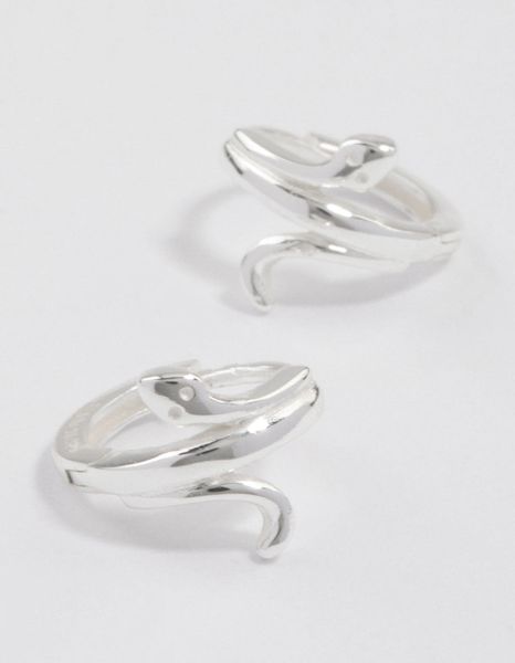 Sterling Silver Wrapped Snake Huggie Earrings