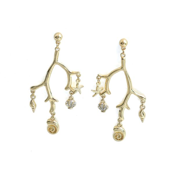 Pair Starfish Conch Sea Urchin Earrings