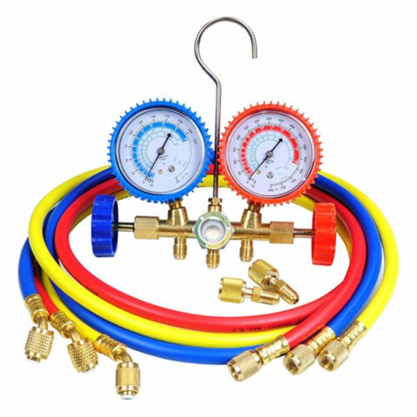 R410A R22 Manifold Gauge Set AC A/C 5FT Color Hose Air Conditioner HVAC