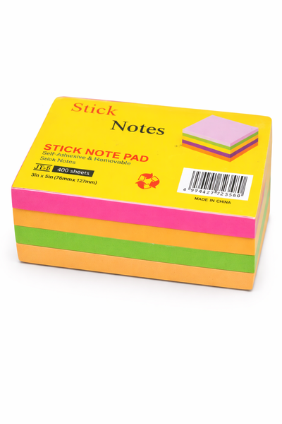 Stick Notes Pad - Multicolour Self-Adhesive (400 Sheets, 76 x 127mm)