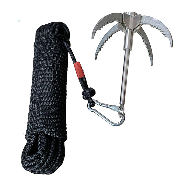 4 Claws Sawtooth Grappling Hook with 20m Auxiliary Rope