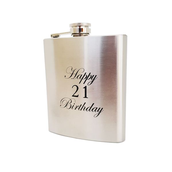 Stainless Steel Hip Flask - Happy 21st Birthday