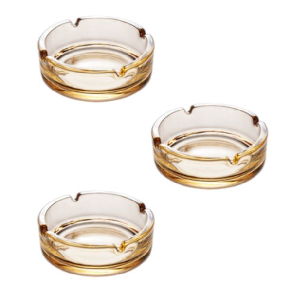 Round Glass Ashtray Set - 3 Pack