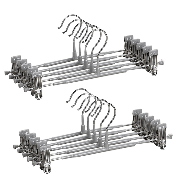Heavy Duty Pants Skirt Hangers With Clips Grey. 12Inch