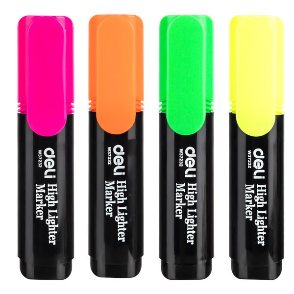 Deli Bright Highlighter Wallet of 4 Pcs Assorted Colors