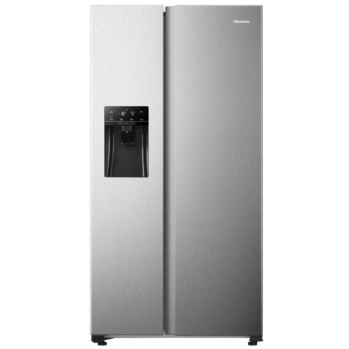 Hisense 481L Side by Side Fridge with Water &amp; Ice Dispenser-Stainless Steel