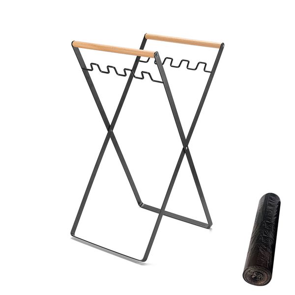 Portable Trash Bag Rack Iron Garbage Bag Holder Stand for Outdoor Yard