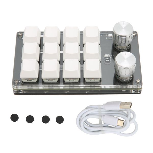 12 Key White Pad 2 Knobs, BT/USB