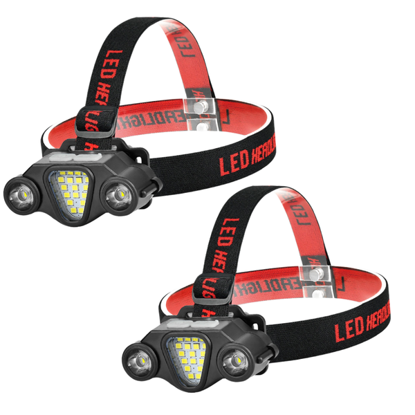 2Pack Rechargeable Headlamps with Wave Sensor - Lightweight &amp; Waterproof
