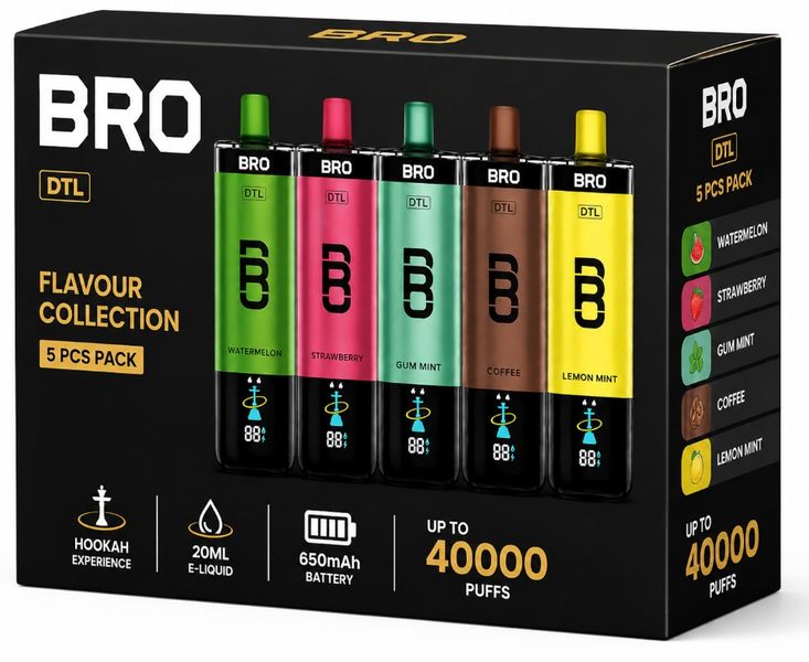 Bro MMF Hookah DTL 40000 Puffs Disposable Vape - Uno (Pack of 5)
