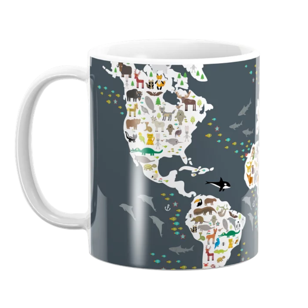 PepperSt Mug Set | Cartoon animal world map
